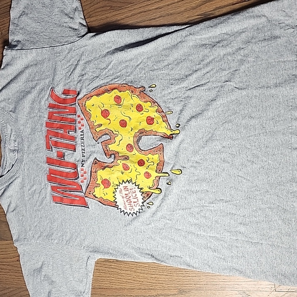 Gray Wu-Tang Pizza Graphic T-Shirt